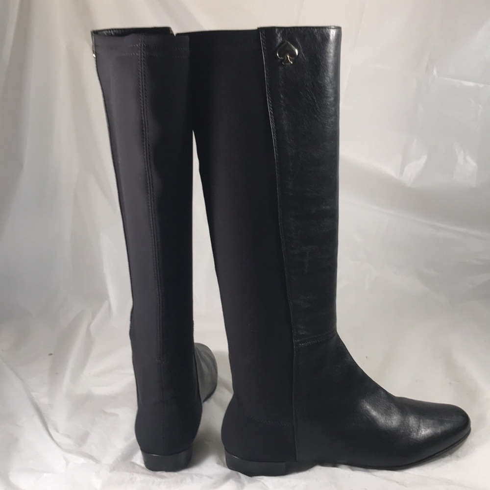 Kate Spade Olivia Women’s Black Italian Leather Riding Equestrian Pull On Boots - Picture 7 of 11